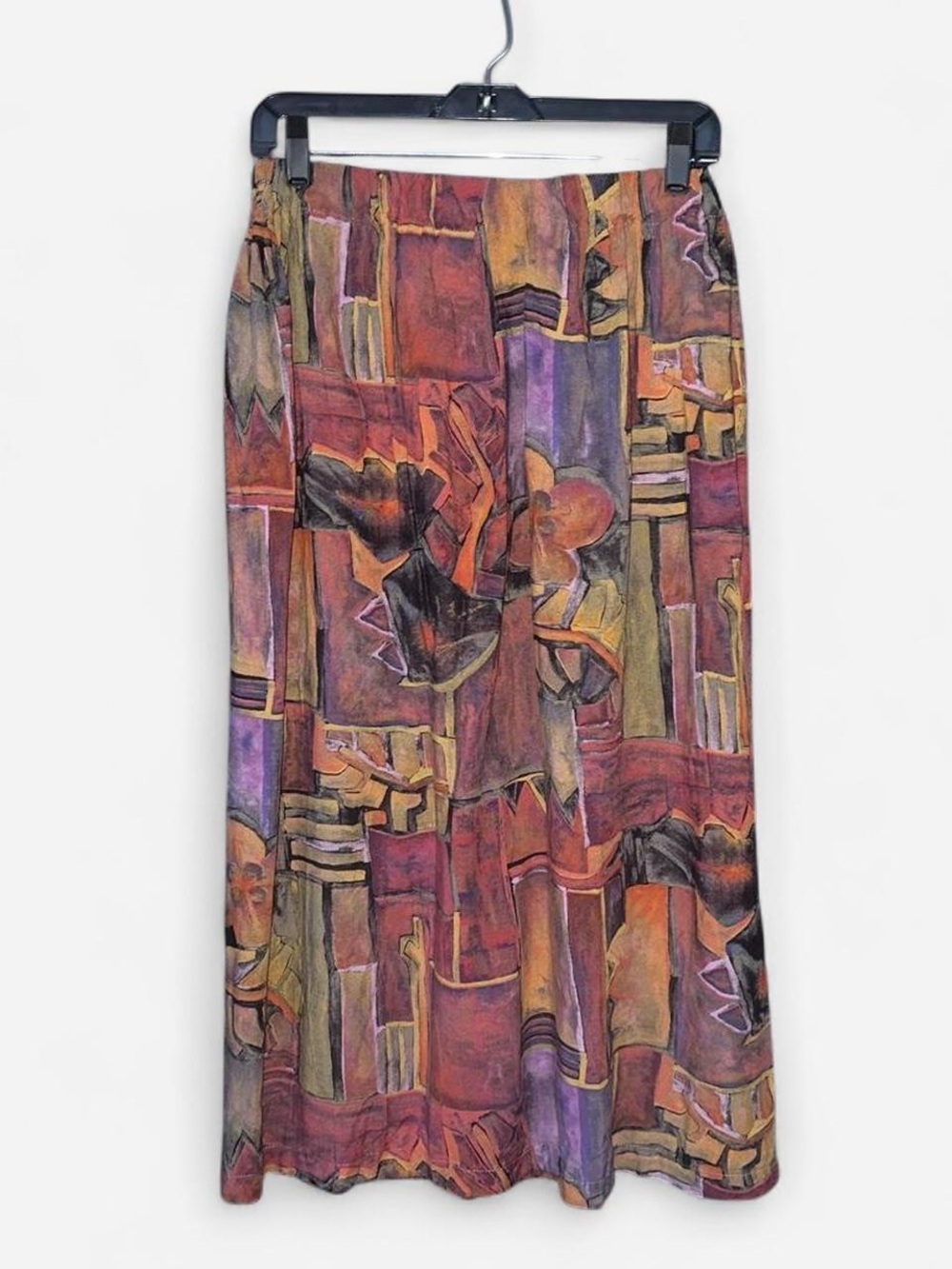 Vintage Abstract Print Maxi Skirt - Multi-Color